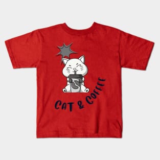 cat and coffee Kids T-Shirt